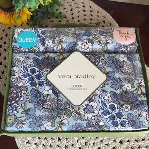 Vera Bradley Blue Floral Queen Sheet Set